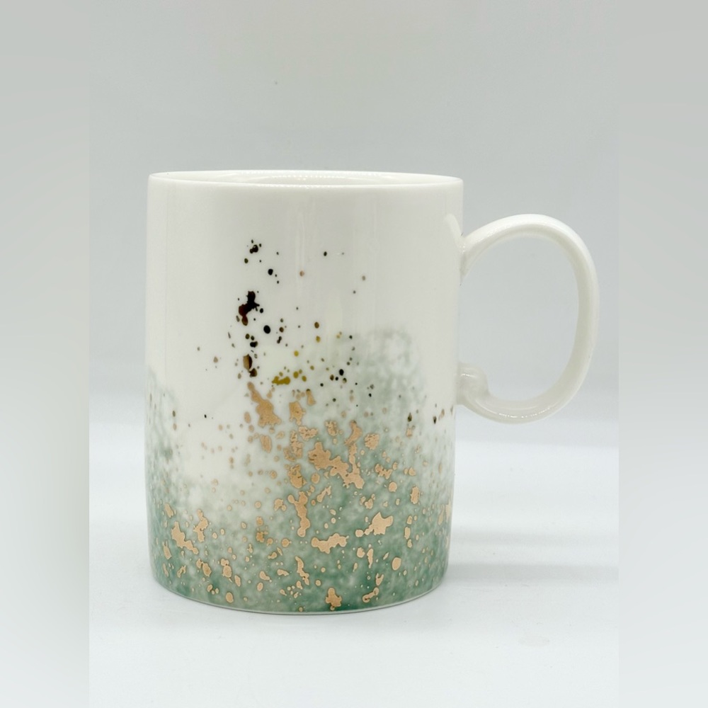 Pinky Up Sparkle Mint Green Gold Ceramic Coffee Tea Mug.
